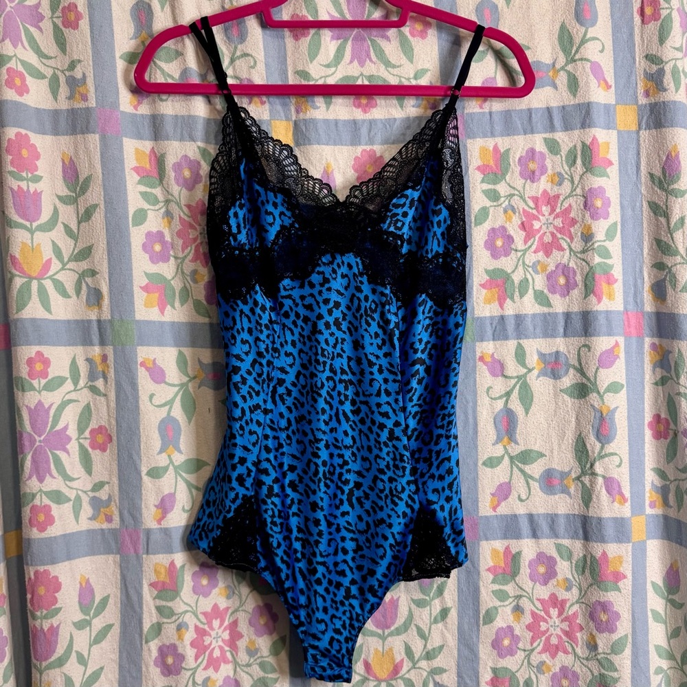 Women’s Victoria’s Secret Royal Blue Leopard Print Lingerie One Piece Bodysuit